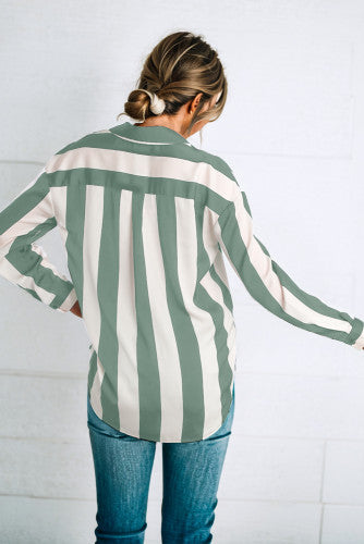 Green & White Striped Shirt – Timeless Elegance, Modern Touch