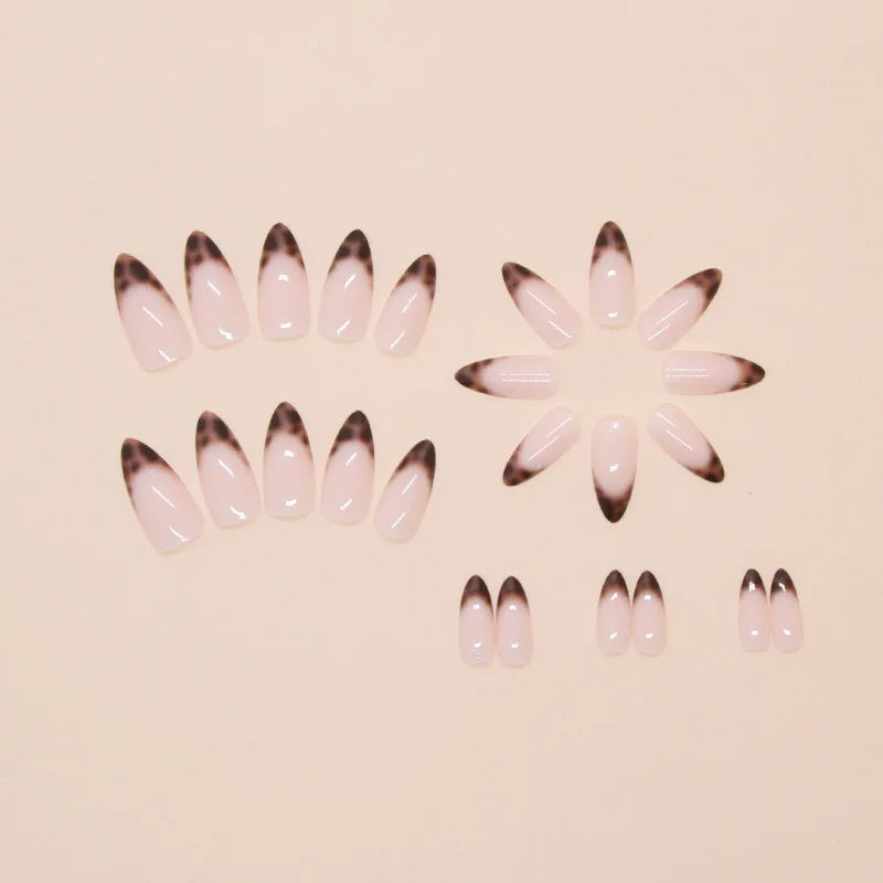 Trendy Almond Leopard Fke Nails - Easy Press - On