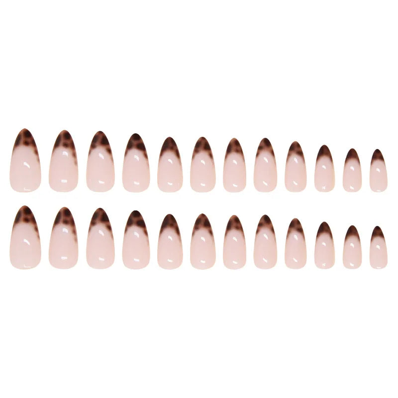 Trendy Almond Leopard Fke Nails - Easy Press - On