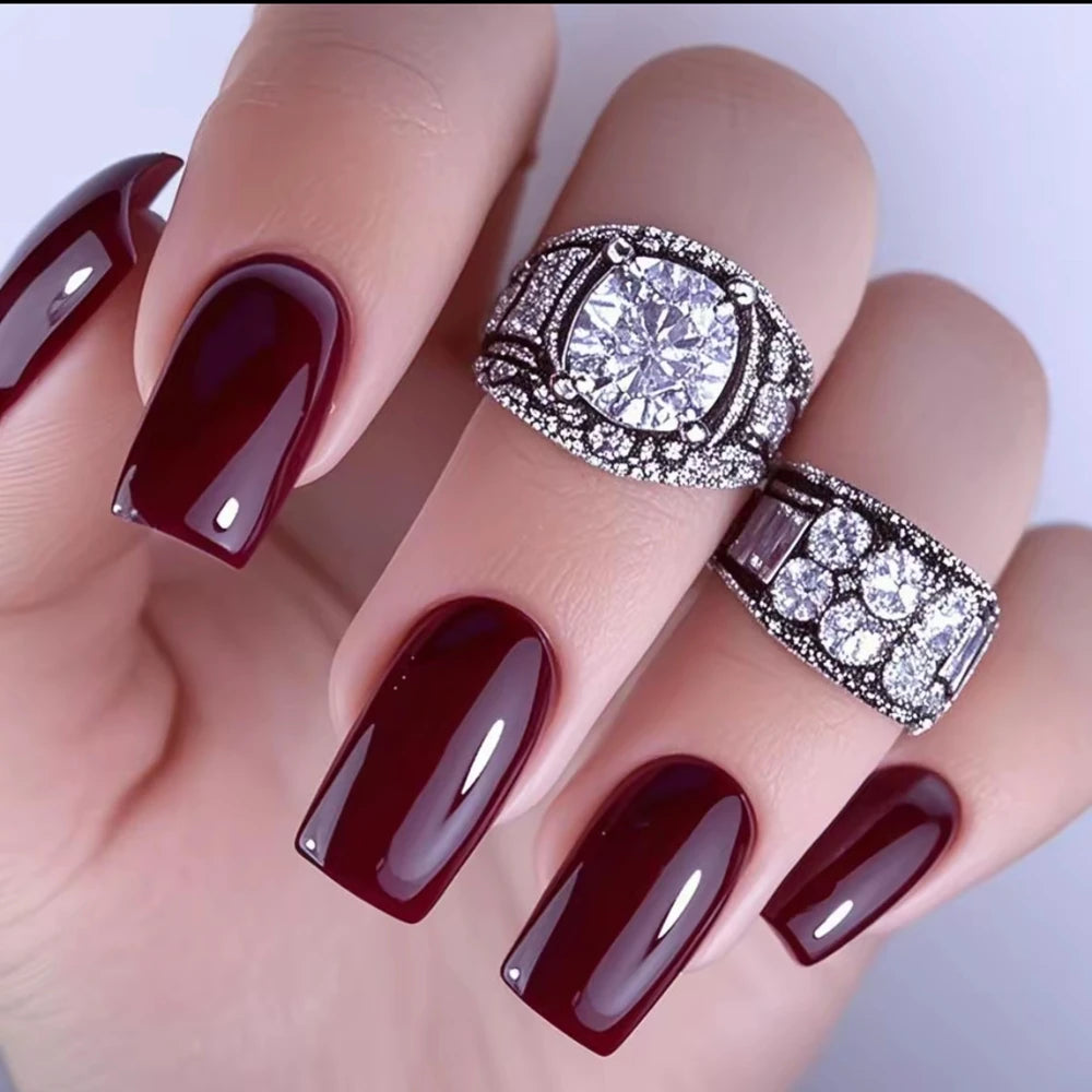Dark Brown Press-On Nails - Long Acrylic Full Cover Tips